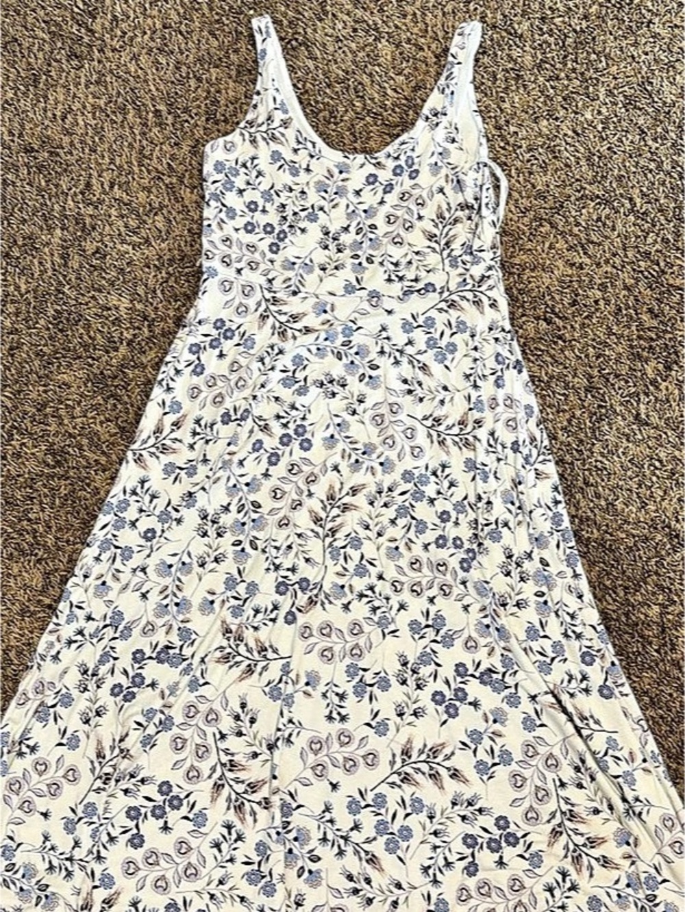 LOFT Floral Mini Dress in White & Blue Size Large Like New